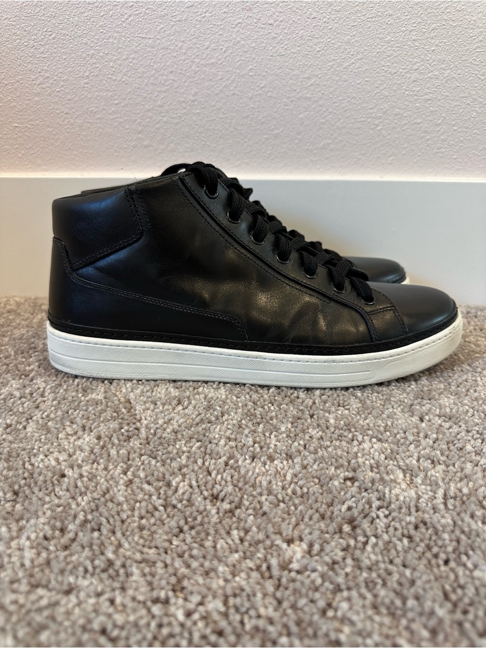 Prada Leather High-Top Sneakers Black & White US 11
